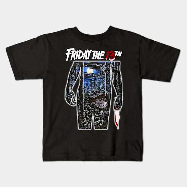 Vintage Horror Classic Movie Friday the 13th Kids T-Shirt by Gumilang